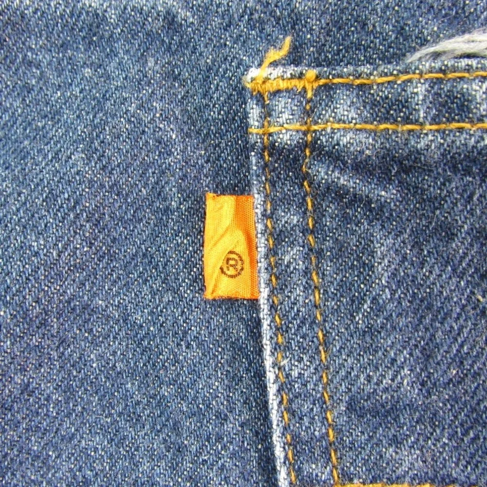 Vintage Levis 505 Jeans Mens 42x32 Blue Denim Orange Tab Black Bat Wing May 1996